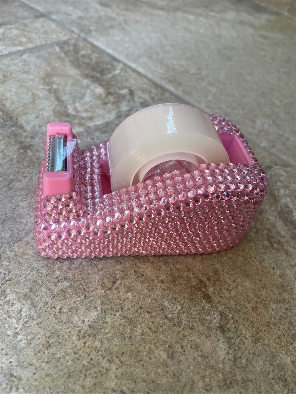 Pink Crystal Tape Dispenser - Decorative Desktop Accessory